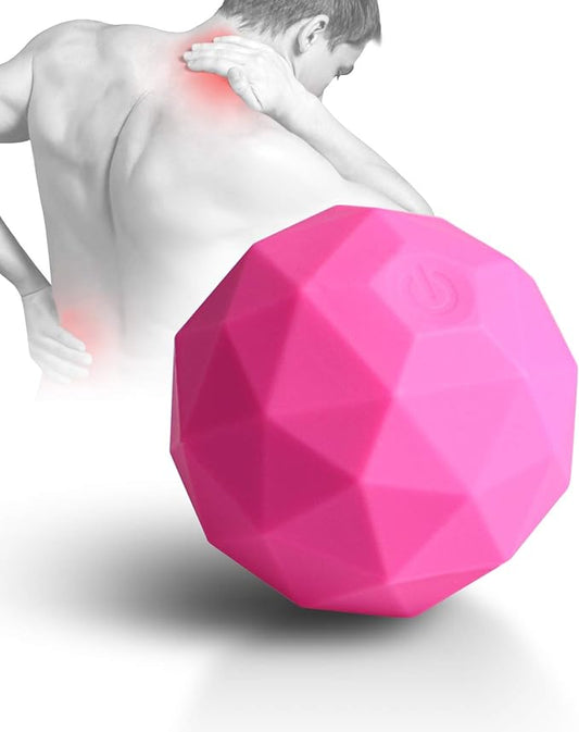 Electric Vibrating Massage Ball, 2-Speed Fitness Yoga Pilates Physical Therapy Massage Roller to Fight Sore Muscles,Washable Negative Ion Vibration Massages Ball for Muscle Recovery(Red)