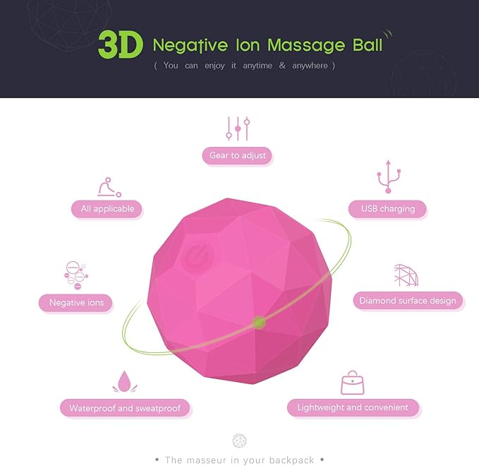 Electric Vibrating Massage Ball, 2-Speed Fitness Yoga Pilates Physical Therapy Massage Roller to Fight Sore Muscles,Washable Negative Ion Vibration Massages Ball for Muscle Recovery(Red)
