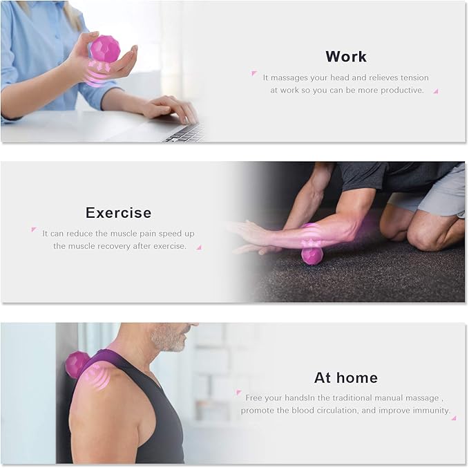 Electric Vibrating Massage Ball, 2-Speed Fitness Yoga Pilates Physical Therapy Massage Roller to Fight Sore Muscles,Washable Negative Ion Vibration Massages Ball for Muscle Recovery(Red)