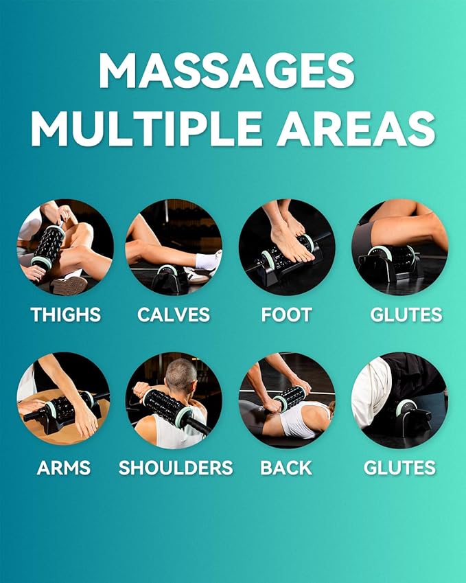 Rolling Percussive Massager, Percussive Therapy, Whole Body Relief, Deep Tissue and Muscle Recovery, Hands-Free Base