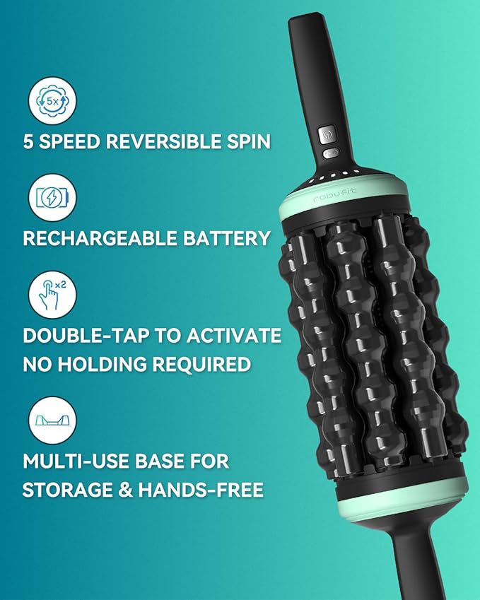 Rolling Percussive Massager, Percussive Therapy, Whole Body Relief, Deep Tissue and Muscle Recovery, Hands-Free Base