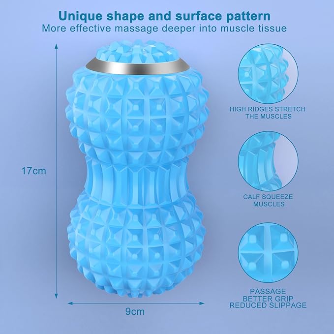 Vibrating Massage Ball for Pain Relif, Mobility Ball for Physical Therapy and Workout Recovery, Deep Tissue Myofascial Release Tools - Back, Shoulder & Foot Muscle Massager (Blue)