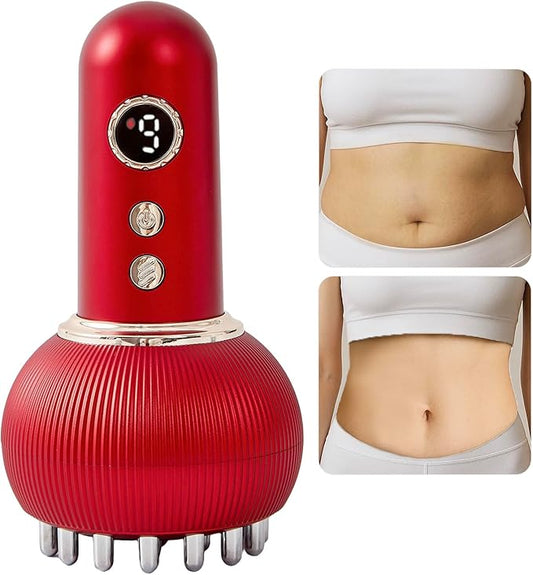 Lymphatic Drainage Massager & Anti Cellulite Massage Tool, Helps Reduce Stretch Marks & Cellulite, for Legs, Arms & Belly, Body Sculpting Machine with Microcurrent, Light, Heat & Vibration,Red