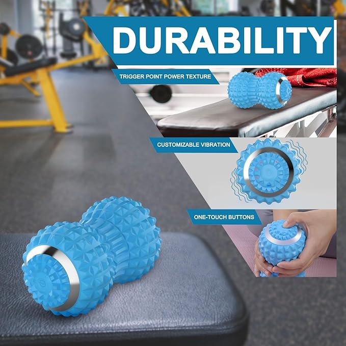 Vibrating Massage Ball for Pain Relif, Mobility Ball for Physical Therapy and Workout Recovery, Deep Tissue Myofascial Release Tools - Back, Shoulder & Foot Muscle Massager (Blue)
